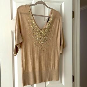 White House black market dressy sequence v neck  top